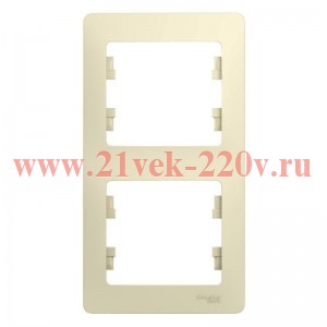 Рамка Glossa 2-постовая , вертикальная, бежевый