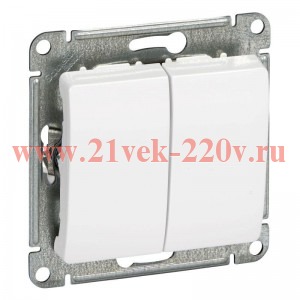 Двухклавишный выключатель SE Glossa 10A механизм, белый GSL000151