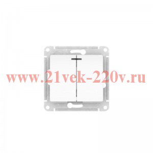 Двухклавишный выключатель с подсветкой SE Glossa 10A механизм быстрозажимные клеммы, белый GSL000153S