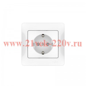 Розетка Glossa 16А с заземл. со шторками быстрозажим. клем. в сборе бел. SE GSL000144S