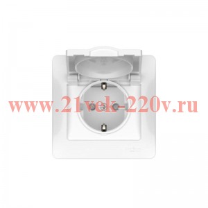 Розетка Glossa 16А IP20 с заземл. со шторками с крышкой быстрозажим. клем. в сборе бел. SE GSL000146