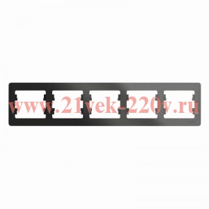 Рамка Glossa 5-постовая , горизонтальная, антрацит