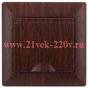 Розетка Intro Solo 4-203-10 с заземлением 2P+E Schuko с крышкой, 16А-250В, IP20, СУ, венге