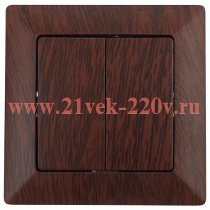 Выключатель Intro Solo 4-104-10 двухклавишный 10А-250В, IP20, СУ, венге