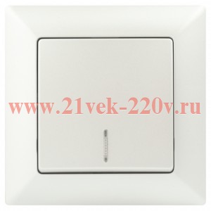 Выключатель Intro Solo 4-102-06 одноклавишный с подсветкой, 10А-250В, IP20, СУ, перламутр