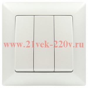 Выключатель Intro Solo 4-106-06 трехклавишный 10А-250В, IP20, СУ, перламутр