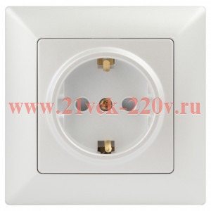 Розетка Intro Solo 4-206-06 с заземлением 2P+E Schuko со шторками, 16А-250В, IP20, СУ, перламутр