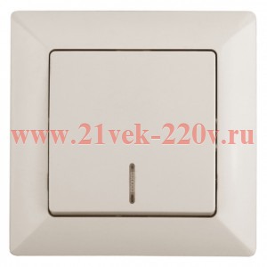 Выключатель Intro Solo 4-102-02 одноклавишный с подсветкой, 10А-250В, IP20, СУ, слоновая кость