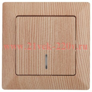 Выключатель Intro Solo 4-102-11 одноклавишный с подсветкой, 10А-250В, IP20, СУ, сосна