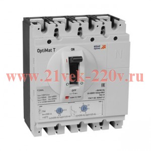Выключатель автоматический с блоком защиты от токов утечки OptiMat T125L-RCA TM 80A 4P КЭАЗ 356970