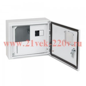 Корпус металлический ЩУРн-ПРО-1-МП/4-292х353х137-IP66-УХЛ1 (с окном учета.1ф счетчик на МП 4 модуля