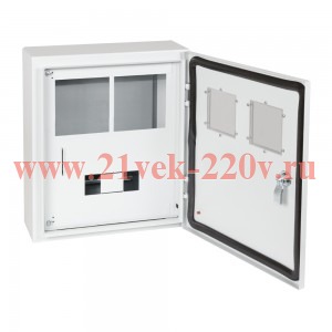 Корпус металлический ЩУРн-ПРО-1х2-МП/7-415х370х147-IP66-УХЛ1 (1фх2 счетчика на МП с окном учета 7 мо