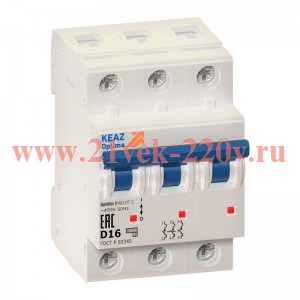 Ограничитель тока 3п D 16А OptiDin BM63-OT УХЛ3 КЭАЗ 219962