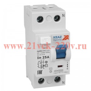 Выключатель дифференциального тока (УЗО) 2п 63А 10мА OptiDin DМ63-2163-AС-УХЛ4 КЭАЗ 254185