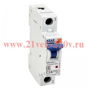 Выключатель автоматический модульный 1п C 20А 10кА OptiDin BM63-1C20-10-УХЛ3 КЭАЗ 262521
