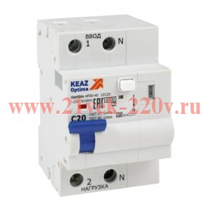 Устройство защиты от дугового пробоя с АВДТ и защ. от пов. напряж. OptiDin AFDD-40-22C20-A-У3 (2P C2