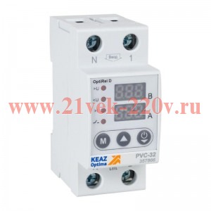 Реле напряжения OptiRel D PVС-32 с ЖК-дисплеем и контролем тока 32 А КЭАЗ 357866