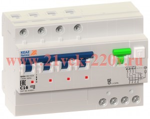 Выключатель автоматический дифференциального тока 4п C 25А 30мА OptiDin VD63 44C25 AS УХЛ4 КЭАЗ 3707