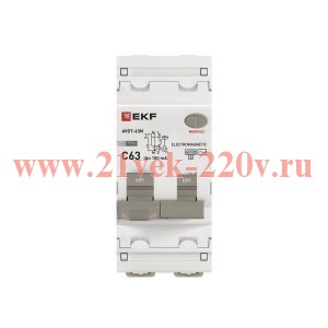 Выключатель автоматический дифференциального тока 2п (1P+N) C 63А 100мА тип AC 6кА АВДТ-63N (электро
