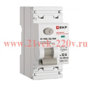 Выключатель дифференциального тока 2п 32А 300мА A 6кА ВД-100N электромех. PROxima EKF E1026MA32300