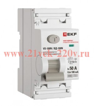 Выключатель дифференциального тока 2п 50А 100мА A 6кА ВД-100N электромех. PROxima EKF E1026MA50100