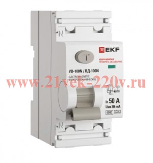 Выключатель дифференциального тока 2п 50А 30мА тип A 6кА ВД-100N электромех. PROxima EKF E1026MA5030