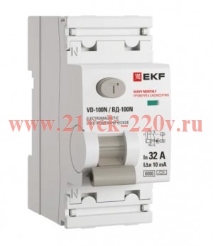 Выключатель дифференциального тока 2п 32А 10мА тип A 6кА ВД-100N электромех. PROxima EKF E1026MA3210