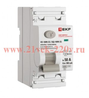 Выключатель дифференциального тока 2п 50А 300мА тип AC 6кА ВД-100N (S) электромех. PROxima EKF E1026