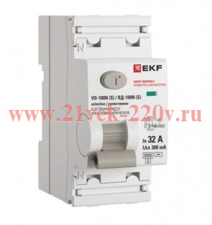 Выключатель дифференциального тока 2п 32А 300мА тип AC 6кА ВД-100N (S) электромех. PROxima EKF E1026