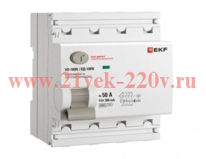 Выключатель дифференциального тока 4п 50А 300мА тип AC 6кА ВД-100N электромех. PROxima EKF E1046M503