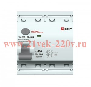 Выключатель дифференциального тока 4п 40А 100мА тип A 6кА ВД-100N электромех. PROxima EKF E1046MA401
