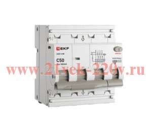 Выключатель автоматический дифф. тока АВДТ-63N 3P+N 50А (C) 100мА (AC) эл 6кА PROXIMA EKF D63N46E50C
