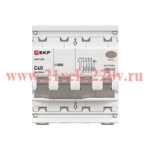 Выключатель автоматический дифференциального тока 4п (3P+N) C 40А 30мА тип А 6кА АВДТ-63N электронны