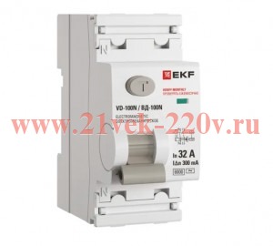 Выключатель дифференциального тока 2п 32А 300мА тип AC 6кА ВД-100N электромех. PROxima EKF E1026M323
