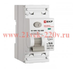 Выключатель дифференциального тока 2п 16А 300мА A 6кА ВД-100N электромех. PROxima EKF E1026MA16300