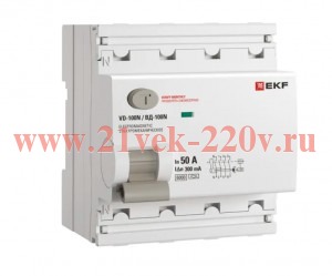 Выключатель дифференциального тока 4п 50А 300мА A 6кА ВД-100N электромех. PROxima EKF E1046MA50300