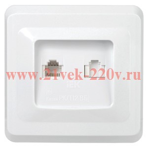 Розетка 2-местная компьютерная и телефонная RJ11/RJ45 Cat5e ИЭК ВЕГА белый (РK/T12-ВБ) EIV20-K01-DM