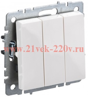 Выключатель 3-кл. Brite 10А ВС10-3-0-БрБ бел. IEK BR-V30-0-10-K01-PRO