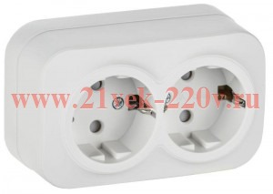 Розетка 2-ая с заземлением и шторками открытой установки 16А РСш22-3-ХБм GLORY IEK белый матовый ERH24-K01M-16