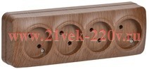 Розетка 4-ая без заземления открытой установки 10А РС24-2-ХД GLORY IEK дуб ERH40-K24-10