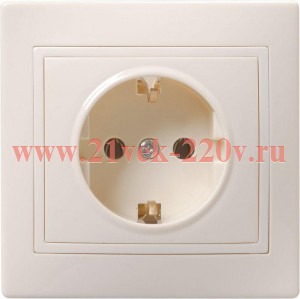 Розетка 2P+E Schuko без шторок 16А IEK КВАРТА кремовый (РС10-3-ККм)