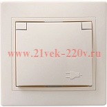 Розетка 2P+E Schuko без шторок 16А с крышкой IEK КВАРТА кремовый (РСб10-3-ККм)