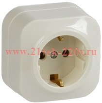 Розетка 1-ая с заземлением открытой установки 16А РС20-3-ХК GLORY IEK кремовый ERH11-K33-16
