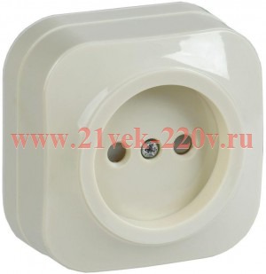 Розетка 1-ая без заземления со шторками открытой установки 10А РСш20-2-ХК GLORY IEK кремовый ERH13-K33-10