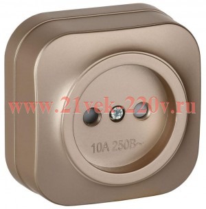 Розетка ОП GLORY РСш20-2-ХШм 10А без заземл. защ. шторки шампань матов. IEK ERH13-K37M-10