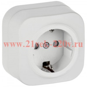 Розетка 1-ая с заземлением и шторками открытой установки 16А РСш20-3-ХБм GLORY IEK белый матовый ERH14-K01M-16