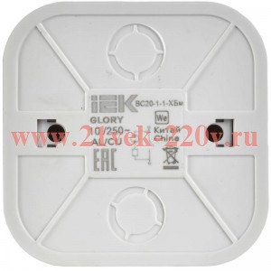 Выключатель 1-кл. ОП GLORY ВС20-1-1-ХБм 10А с индикацией бел. матов. IEK EVH11-K01M-10