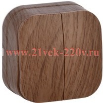 Выключатель 2-клавишный открытой установки 10А ВС20-2-0-ХД GLORY IEK дуб EVH20-K24-10