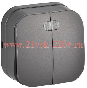 Выключатель 2-кл. ОП GLORY 10А ВС20-2-1-ХСм с индикацией сталь матов. IEK EVH21-K46M-10