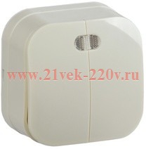 Выключатель 2-клавишный с индикацией открытой установки 10А ВС20-2-1-ХК GLORY IEK кремовый EVH21-K33-10